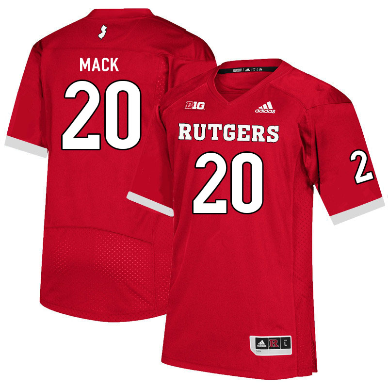 Men #20 Elijuwan Mack Rutgers Scarlet Knights College Football Jerseys Sale-Scarlet - Click Image to Close